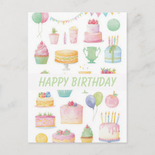 Carte postale d'anniversaire aquarelle