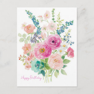 Carte postale d'anniversaire aquarelle