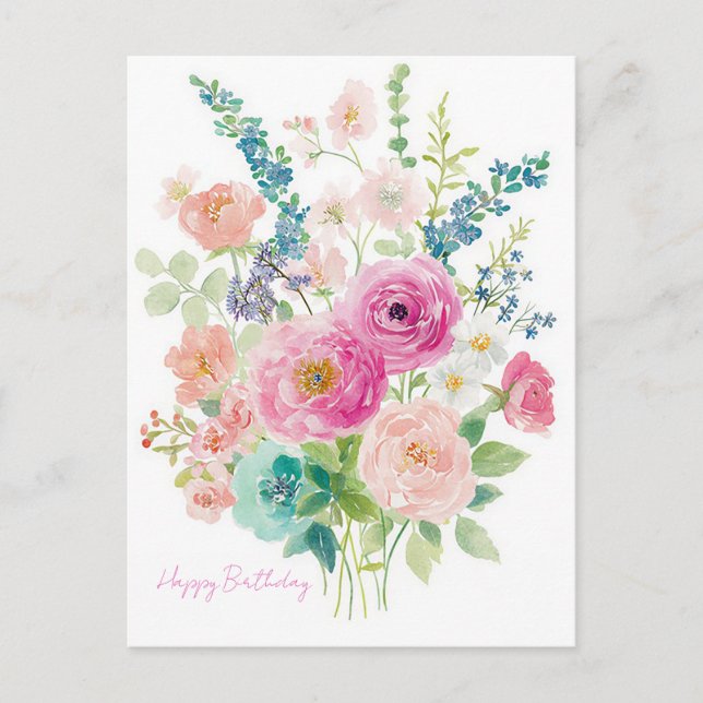 Carte postale d'anniversaire aquarelle (Devant)