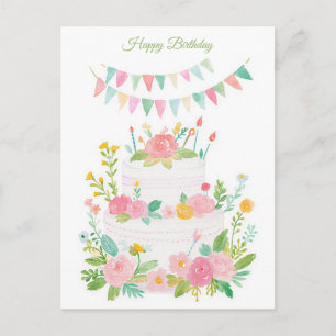 Carte postale d'anniversaire aquarelle