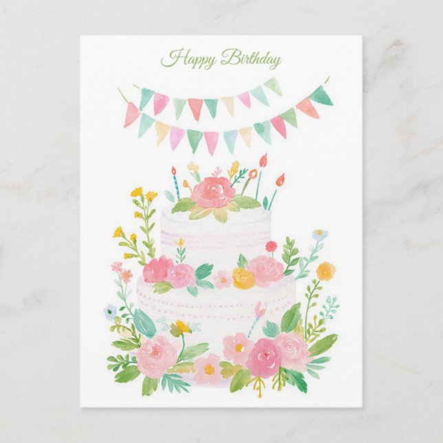 Carte postale d'anniversaire aquarelle (Devant)