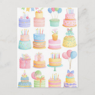 Carte postale d'anniversaire aquarelle