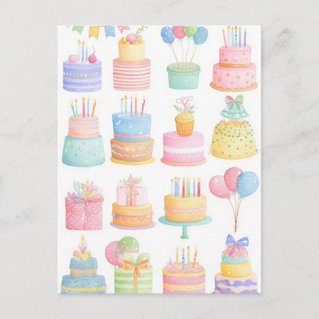 Carte postale d'anniversaire aquarelle (Devant)