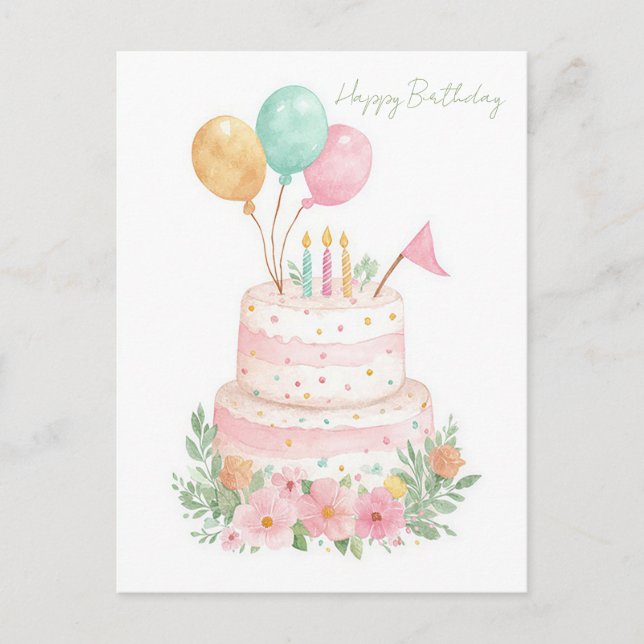 Carte postale d'anniversaire aquarelle (Devant)