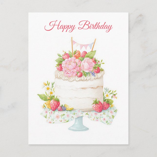 Carte postale d'anniversaire aquarelle (Devant)