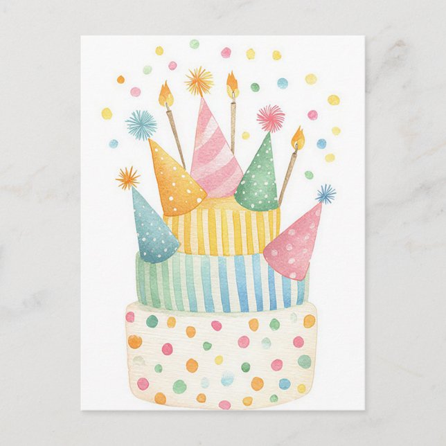 Carte postale d'anniversaire aquarelle (Devant)