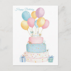 Carte postale d'anniversaire aquarelle