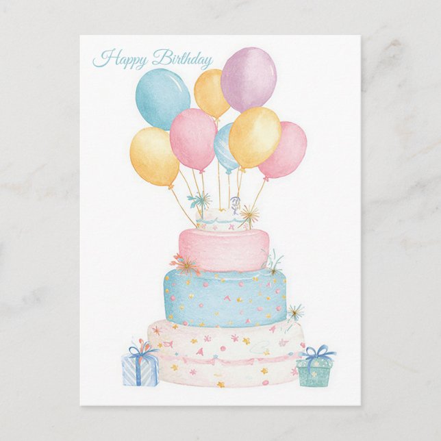 Carte postale d'anniversaire aquarelle (Devant)