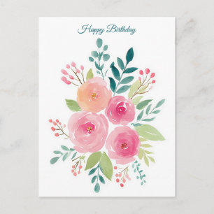 Carte postale d'anniversaire aquarelle