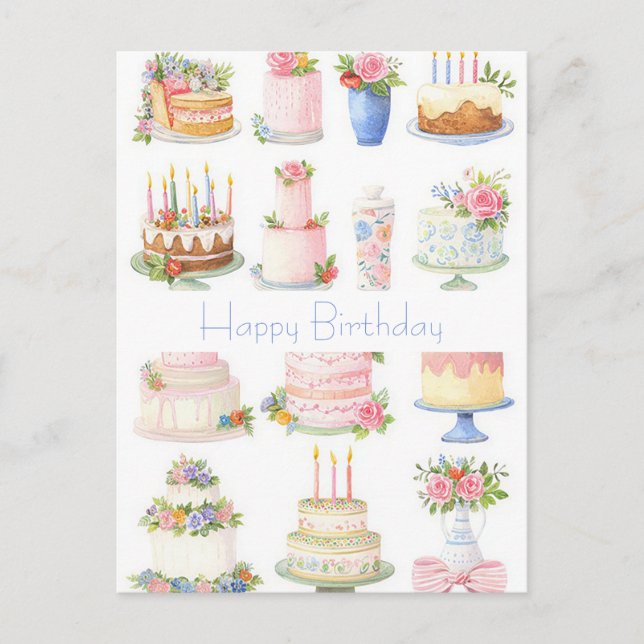 Carte postale d'anniversaire aquarelle (Devant)
