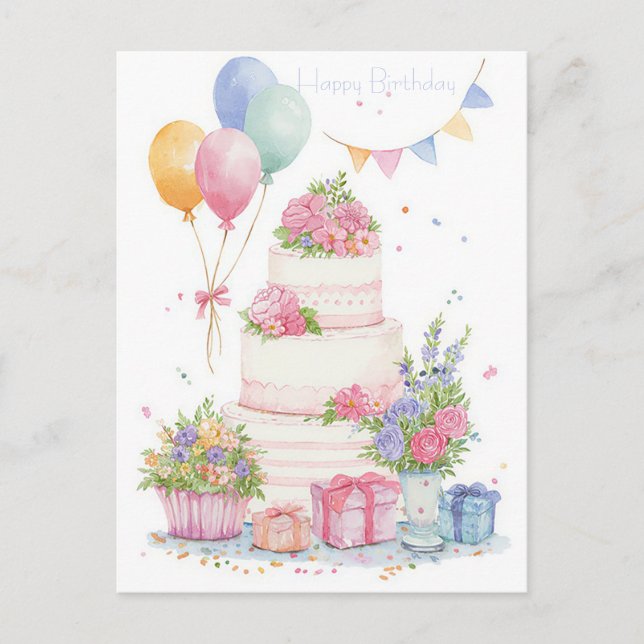 Carte postale d'anniversaire aquarelle (Devant)