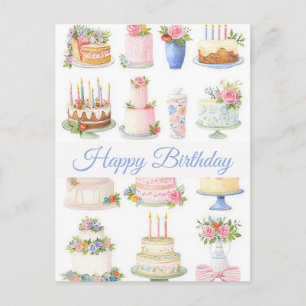 Carte postale d'anniversaire aquarelle