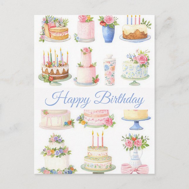 Carte postale d'anniversaire aquarelle (Devant)