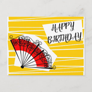 Carte postale d'anniversaire au éventail espagnol 