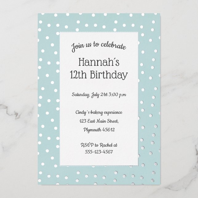 carte postale d'anniversaire bleu pastel confettis (Recto)