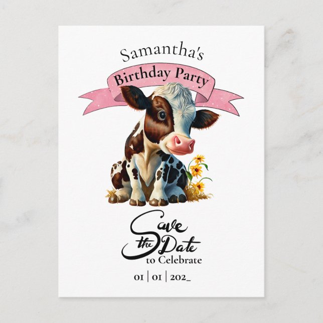 Carte postale d'anniversaire Brown Cow Save the Da (Devant)