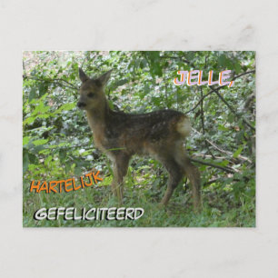 Carte postale d'anniversaire de chevreuil mignon d