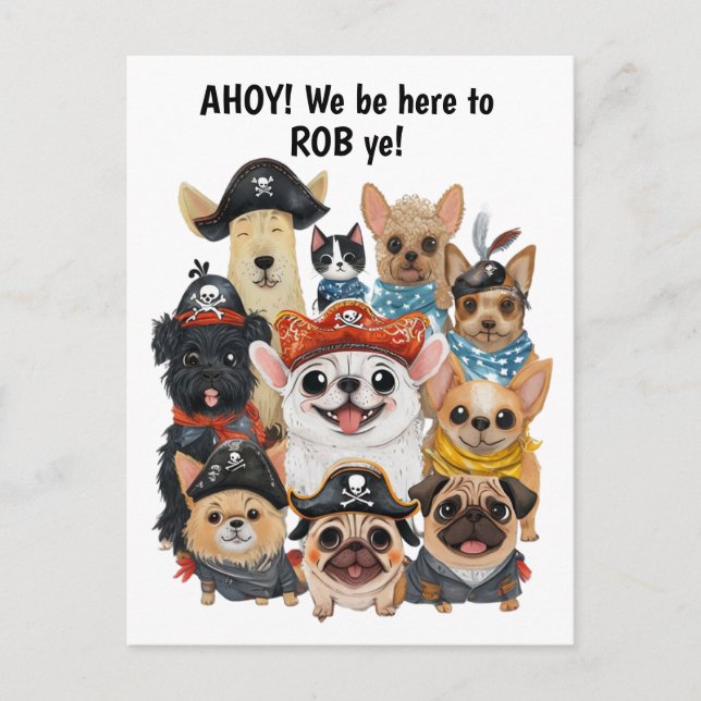 Carte postale d'anniversaire de chiens pirates Drô (Devant)