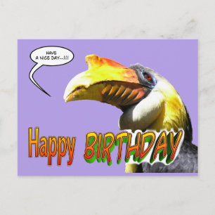 Carte postale d'anniversaire de l'Hornbill colorée