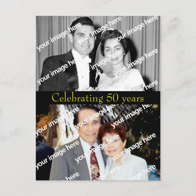 Carte postale d'anniversaire de mariage d'or passé (Devant)