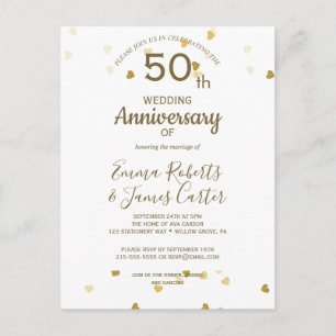 Carte postale d'anniversaire de mariage en or 50 a