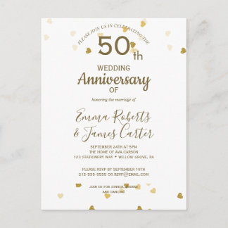 Carte postale d'anniversaire de mariage en or 50 a