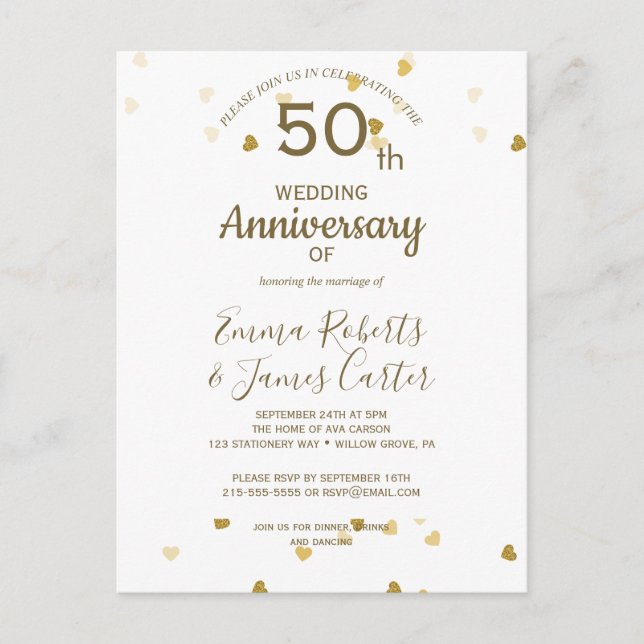 Carte postale d'anniversaire de mariage en or 50 a (Devant)