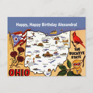 Carte postale d'anniversaire de Ohio Buckeye