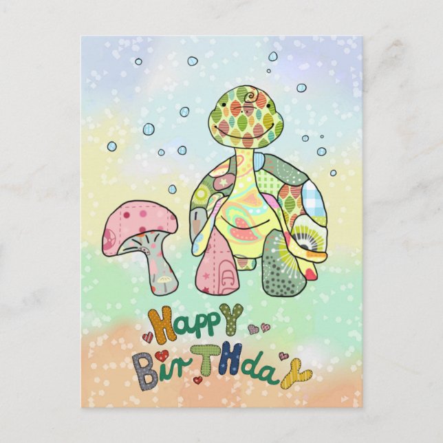 Carte postale d'anniversaire de tortue des prairie (Devant)