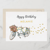 carte postale d'anniversaire de vélo tandem
