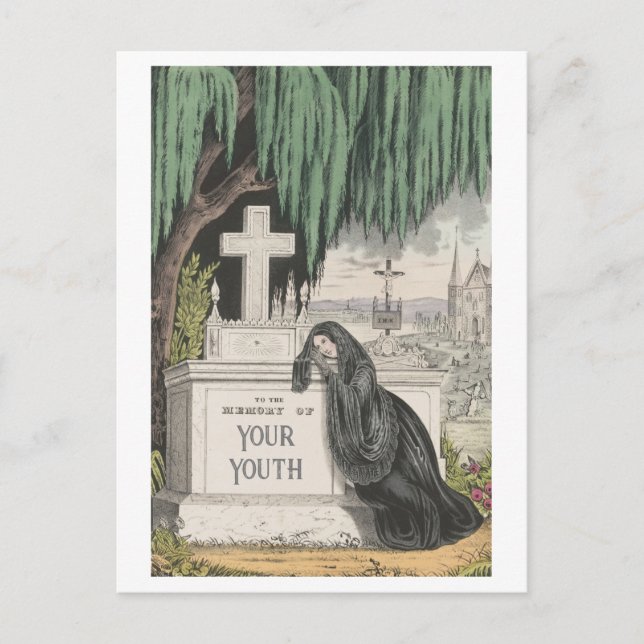 Carte postale d'anniversaire drôle "En mémoire de  (Devant)