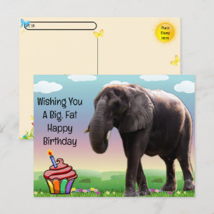 Carte postale d'anniversaire éléphant amusante Pos