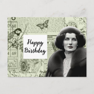 Carte postale d'anniversaire Ephemera vintage