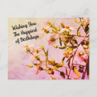 Carte postale d'anniversaire Fleur sauvage rose av