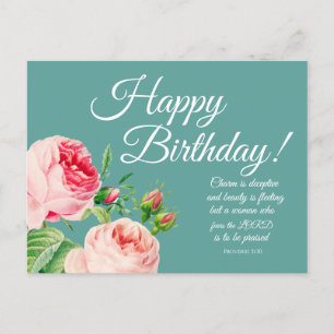 Carte postale d'anniversaire Floral Proverbes 31