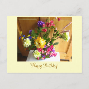 Carte postale d'anniversaire joyeuse pour les fleu