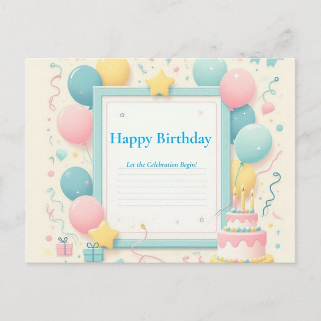 Carte postale d'anniversaire minimaliste – Cadre p (Devant)