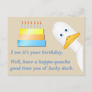Carte postale d'anniversaire Peeking Duck
