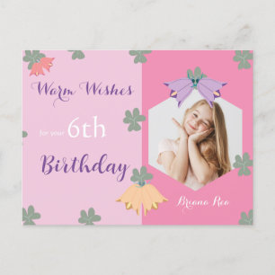 Carte postale d'anniversaire photo florale minimal