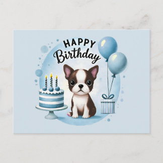 Carte postale d'anniversaire pour Boston Terrier m