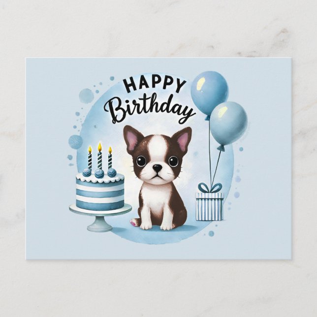 Carte postale d'anniversaire pour Boston Terrier m (Devant)