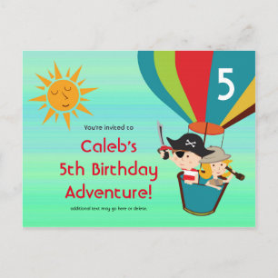 Carte postale d'anniversaire pour enfants Montgolf