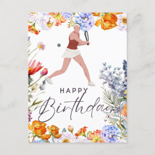 Carte postale d'anniversaire pour joueuse de tenni