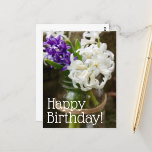 Carte postale d'anniversaire Purple & White Hyacin