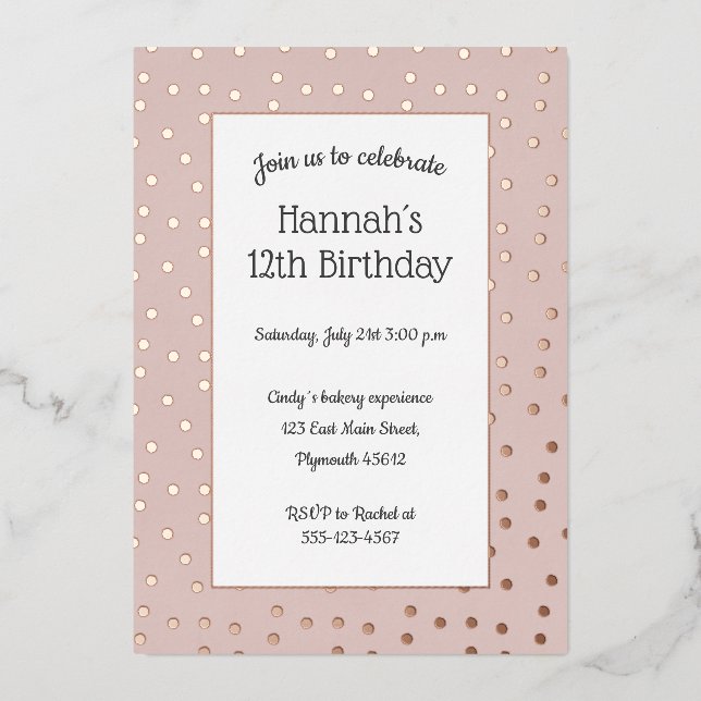 carte postale d'anniversaire rose gold confetti ro (Recto)