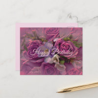 Carte postale d'anniversaire Rose Pourpre