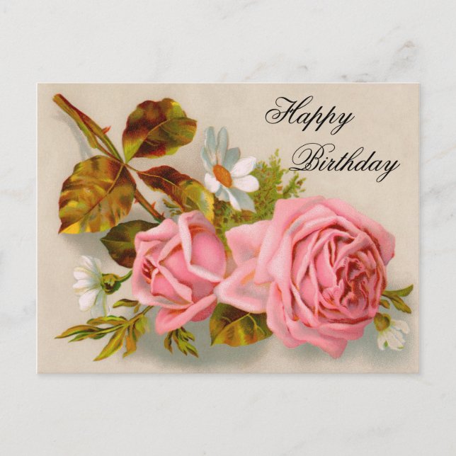 Carte postale d'anniversaire Rose vintage (Devant)