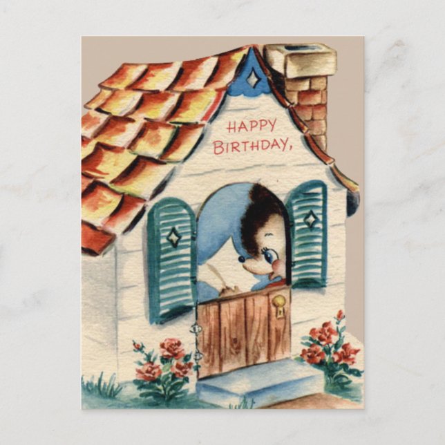 Carte postale d'anniversaire vintage (Devant)