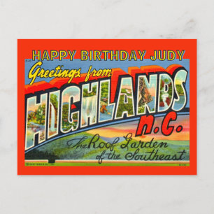 Carte postale d'anniversaire Vintage Highlands NC