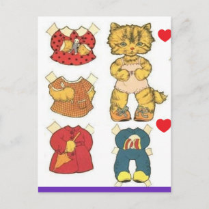 CARTE POSTALE D'ANNIVERSAIRE VINTAGE POUPÉE EN PAP